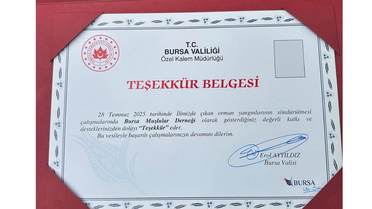 Bursa Muş Der Arama Ve Kurtarma Ekibine Üstün Başarı Takdir Belgesi 3