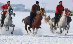 Erzurum'da atlar kar üstünde kıyasıya yarıştı