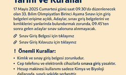 33. Bilim Olimpiyatları Sınav Giriş Belgeleri Yayımlandı: İşte Sınav Tarihi ve Kurallar