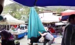 Bolu’nun Mudurnu İlçesinde Aniden Bastıran Fırtına Pazar Yerini Olumsuz Etkiledi