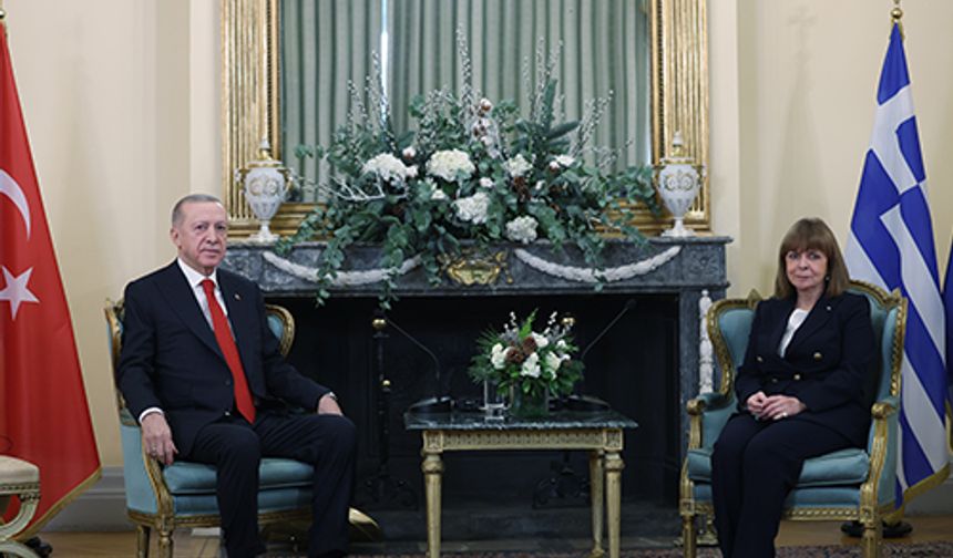 Cumhurbaşkanı Erdoğan, Yunanistan Cumhurbaşkanı Sakelaropulu ile bir araya geldi