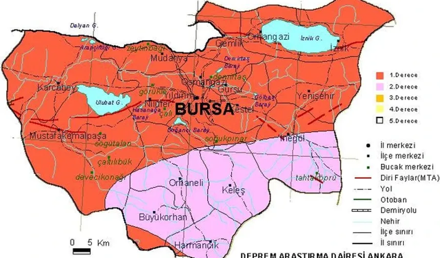 Bursa Fay Hattı haritası