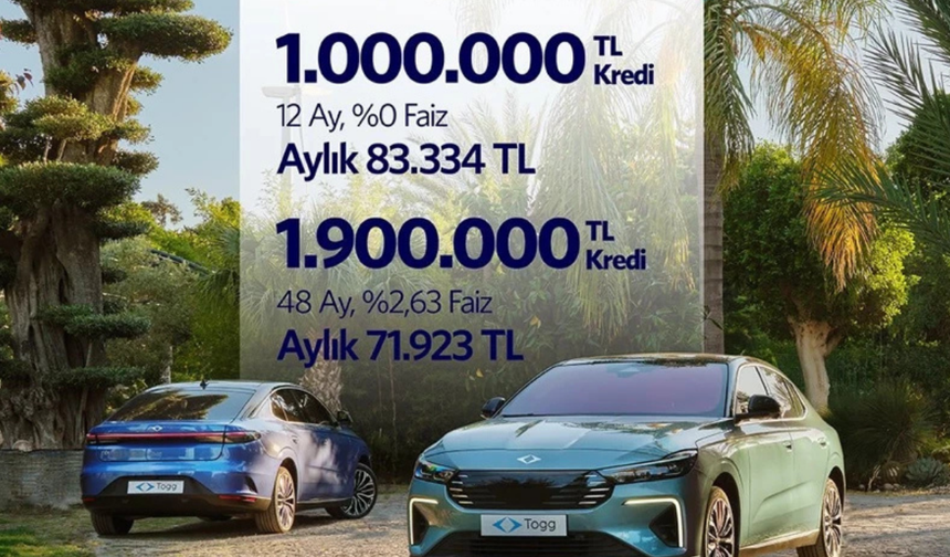 YILIN SON FIRSATI TOGG'DAN: T10F MODELİNE %0 FAİZLE 1 MİLYON TL KREDİ SÜRPRİZİ!