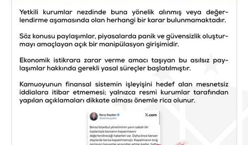 Borsa İstanbul Kapatılacak İddiaları Asılsız Çıktı